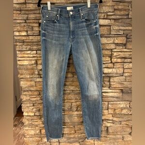 Mother High Waisted Stunner Zip Ankle Step  Fray Jeans size 27